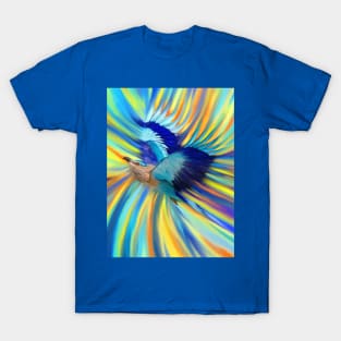 Indian Roller Bird Vortex Sky Painting T-Shirt